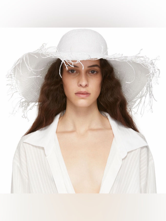 Jacquemus White Le Chapeau Riviera Beach Hat